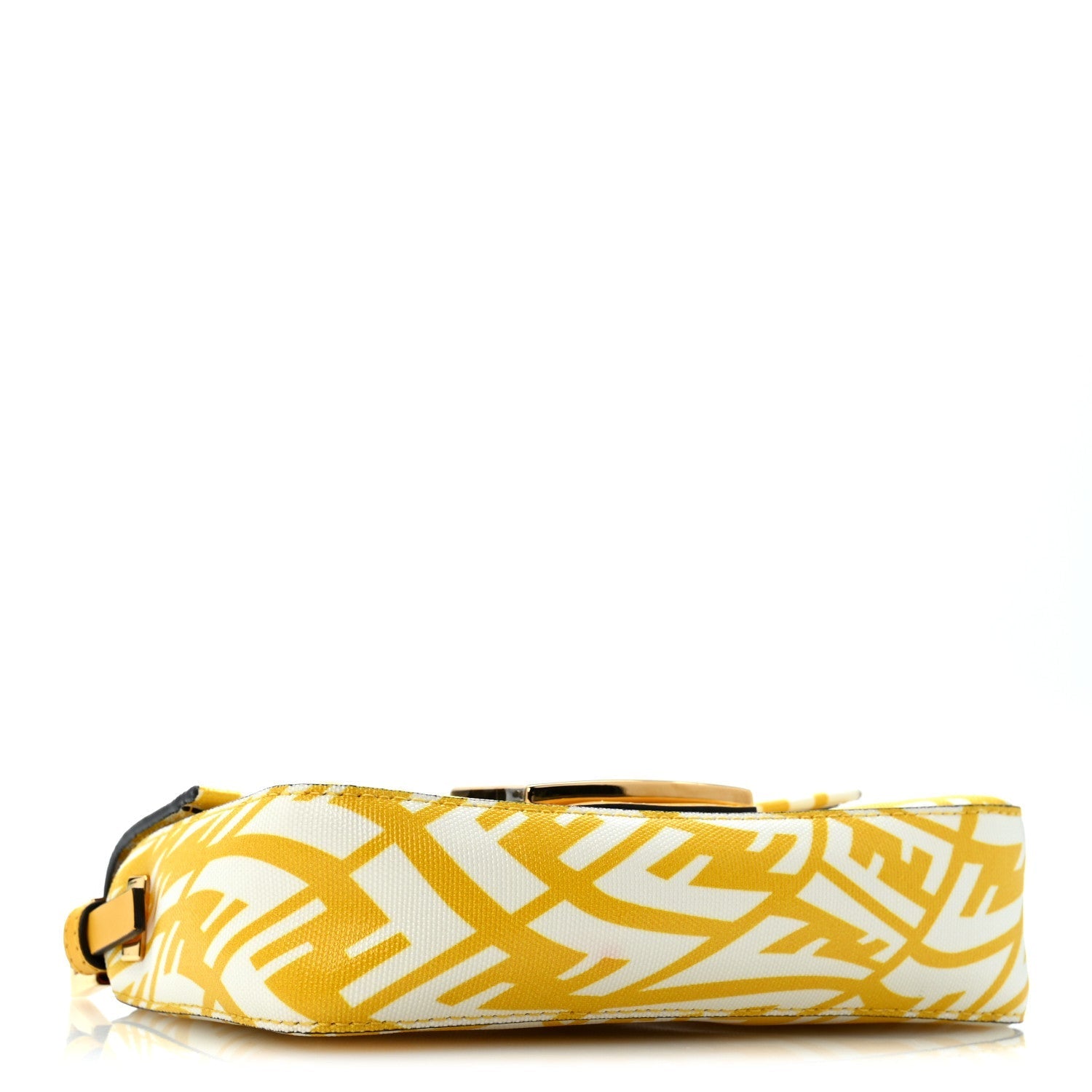 Fendi X SARAH COLEMAN Glazed Canvas Vitello King FF Vertigo Mini Baguette 1997 Mimosa White
