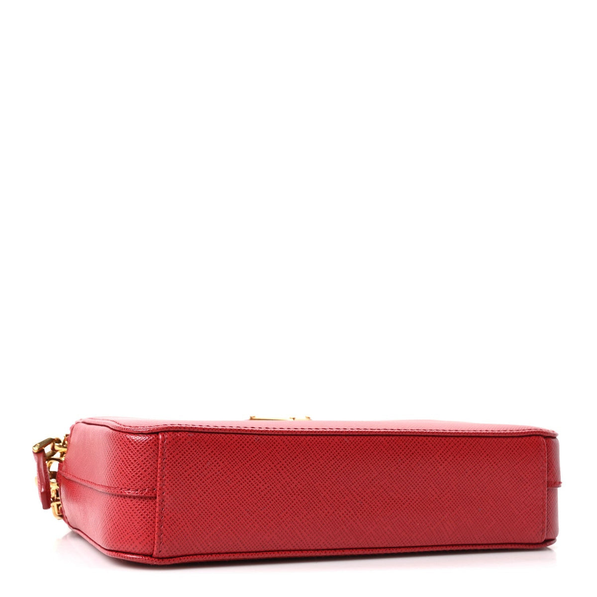 Prada Saffiano Lux Mini Double Zip Chain Crossbody Bag Fuoco