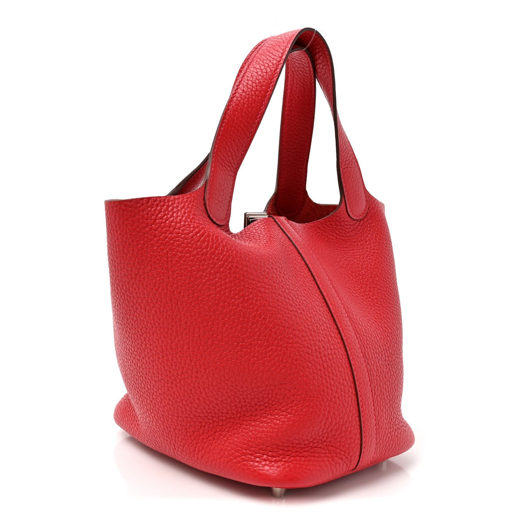 Hermès Taurillon Clemence Picotin Lock 18 PM Rouge Casaque