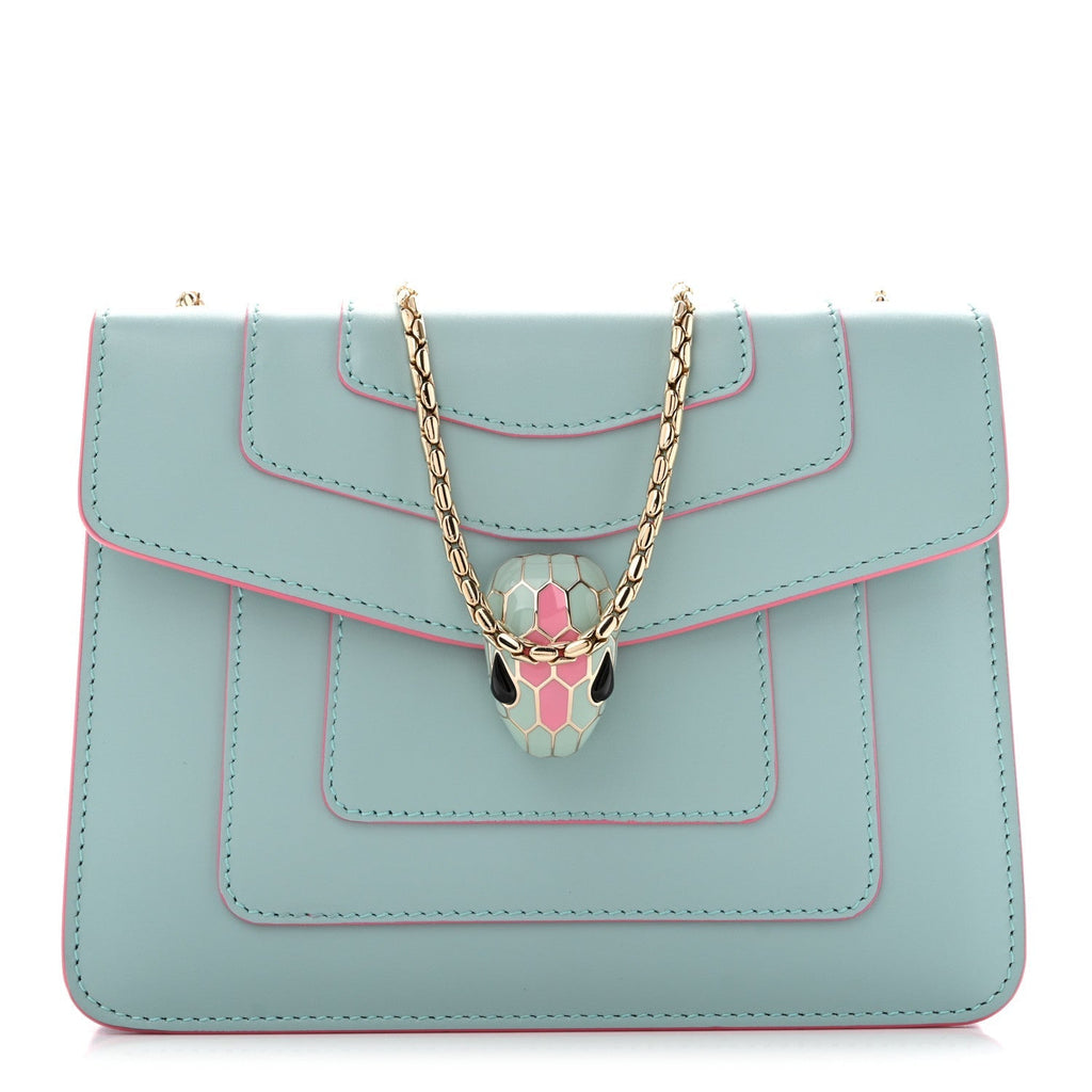 Bvlgari Serpenti Forever Crossbody Bag Light Blue front view
