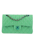 Chanel Lambskin Quilted Small Double Flap Green Blue