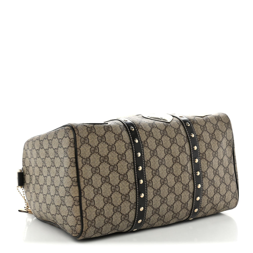 Gucci Monogram Guccissima Hearts Studded Medium Joy Boston Dark Brown