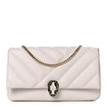 BVLGARI SERPENTI CABOCHON SMALL SHOULDER BAG IN WHITE MATELASSE CALFSKIN
