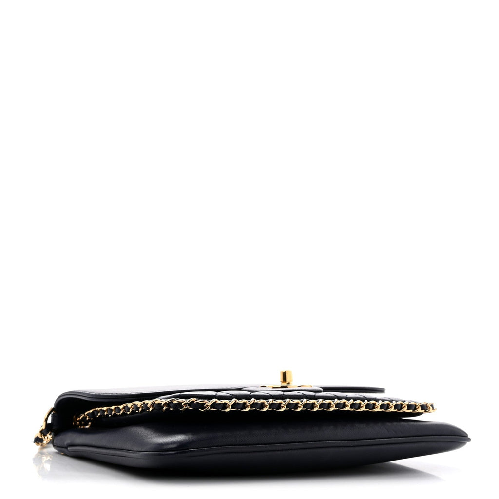 Chanel Lambskin Quilted Large CC Unchained Crossbody Navy