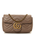 Gucci Calfskin Matelasse Super Mini GG Marmont Shoulder Bag Porcelain Rose
