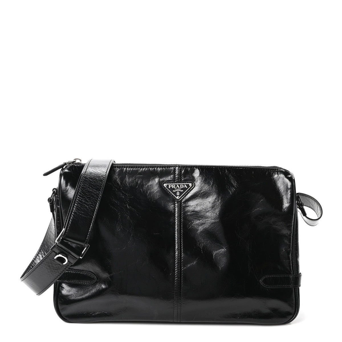 Prada Vitello Shine Shoulder Bag Black