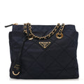Prada Re-Nylon Saffiano Stitched Re-Edition 1995 Chaine Shoulder Bag Navy