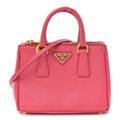 Prada Saffiano Lux Micro Galleria Double Zip Tote Fuxia
