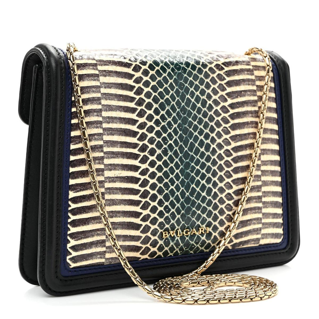 BVLGARI SERPENTI FOREVER CROSSBODY BAG IN BLUE AND BLACK SNAKESKIN