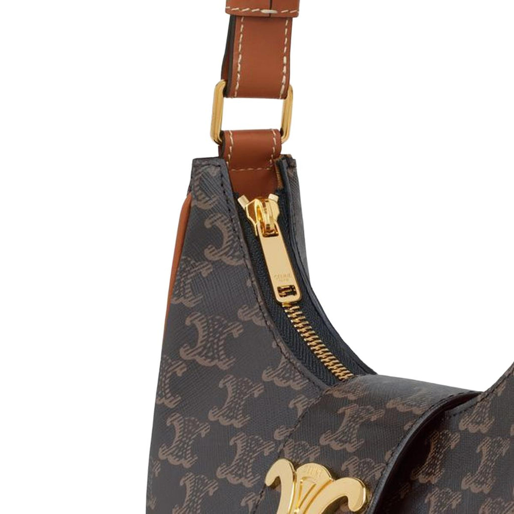 Celine Medium Ava Triomphe Bag in Triomphe Canvas Tan - side view