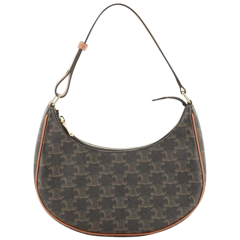 Celine AVA Small Triomphe canvas bag tan front view