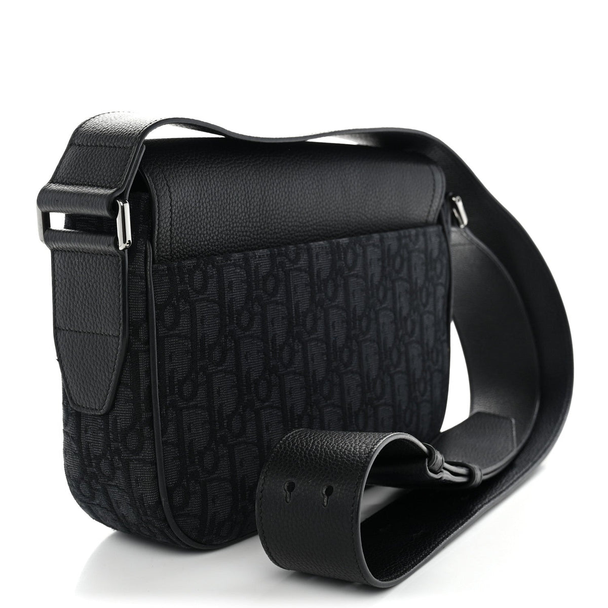 Dior Grained Calfskin Oblique Mini Saddle Messenger Black