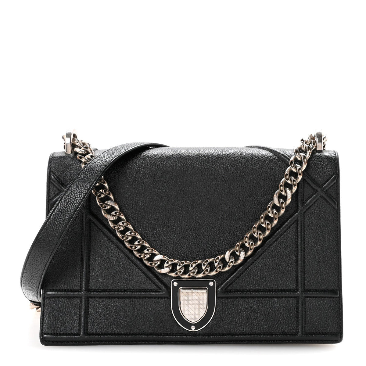 Dior Grained Calfskin Medium Diorama Flap Bag Black