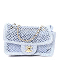 Chanel Mesh Macrame Small Flap Bag Light Blue front view