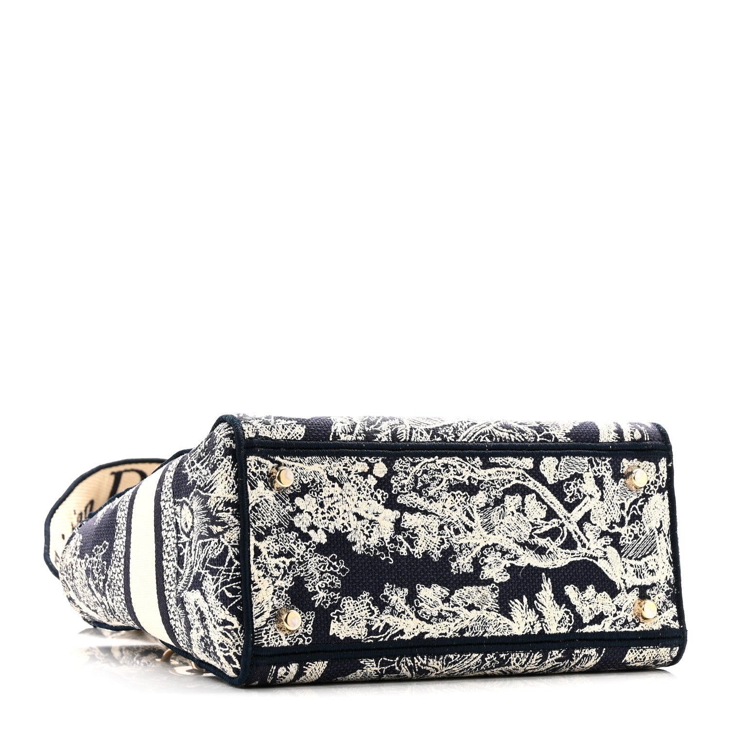 Dior Canvas Toile De Jouy Embroidered Medium Lady D-Lite Navy