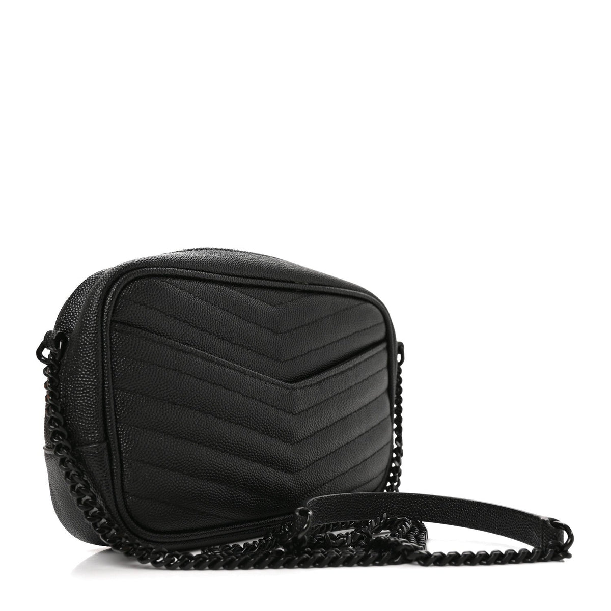Saint Laurent Grain De Poudre Matelasse Monochrome Monogram Mini Lou Camera Bag Black