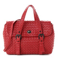 Bottega Veneta Nappa Intrecciato Flap Satchel Red