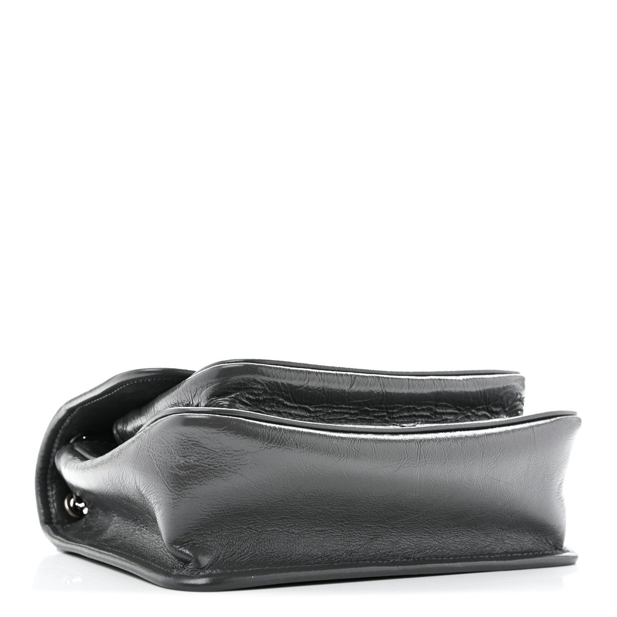 Saint Laurent Crinkled Calfskin Matelasse Monogram Baby Niki Chain Satchel Storm