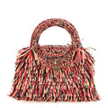 Chanel Raffia Fringe Nano Kelly Shopper Red Beige Black