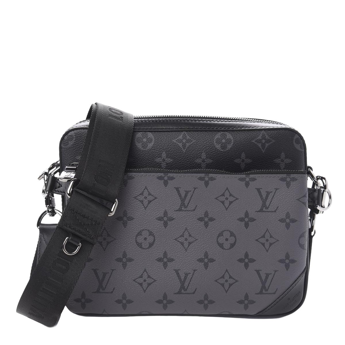 3/4 front view - Louis Vuitton Reverse Monogram Eclipse Trio Messenger