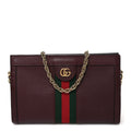 Gucci Calfskin GG Web Small Ophidia Chain Shoulder Bag Vintage Bordeaux