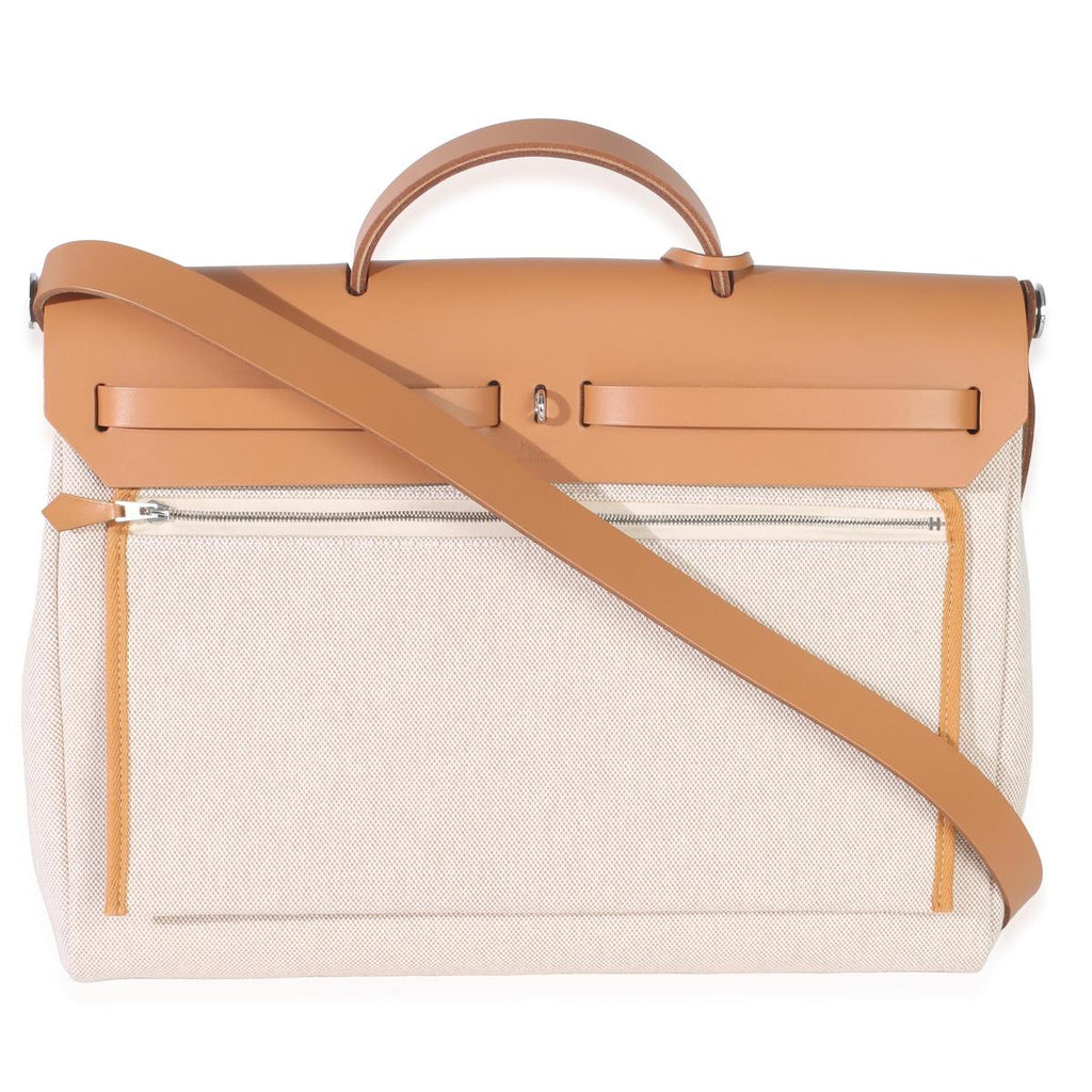 Hermès Herbag 39 Natural canvas side view