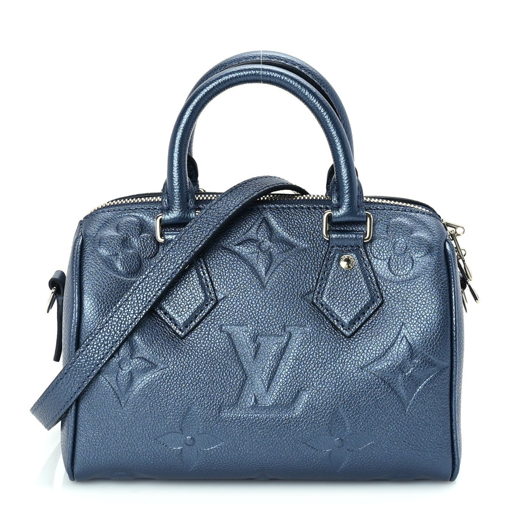 Louis Vuitton Metallic Empreinte Monogram Giant Speedy Bandouliere 20 Navy Nacre