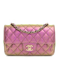 Chanel Iridescent Lambskin Quilted Mini Rectangular Flap Purple