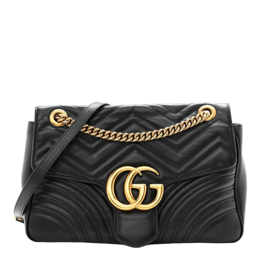Gucci GG Marmont Matelasse Medium Bag black 3/4 view