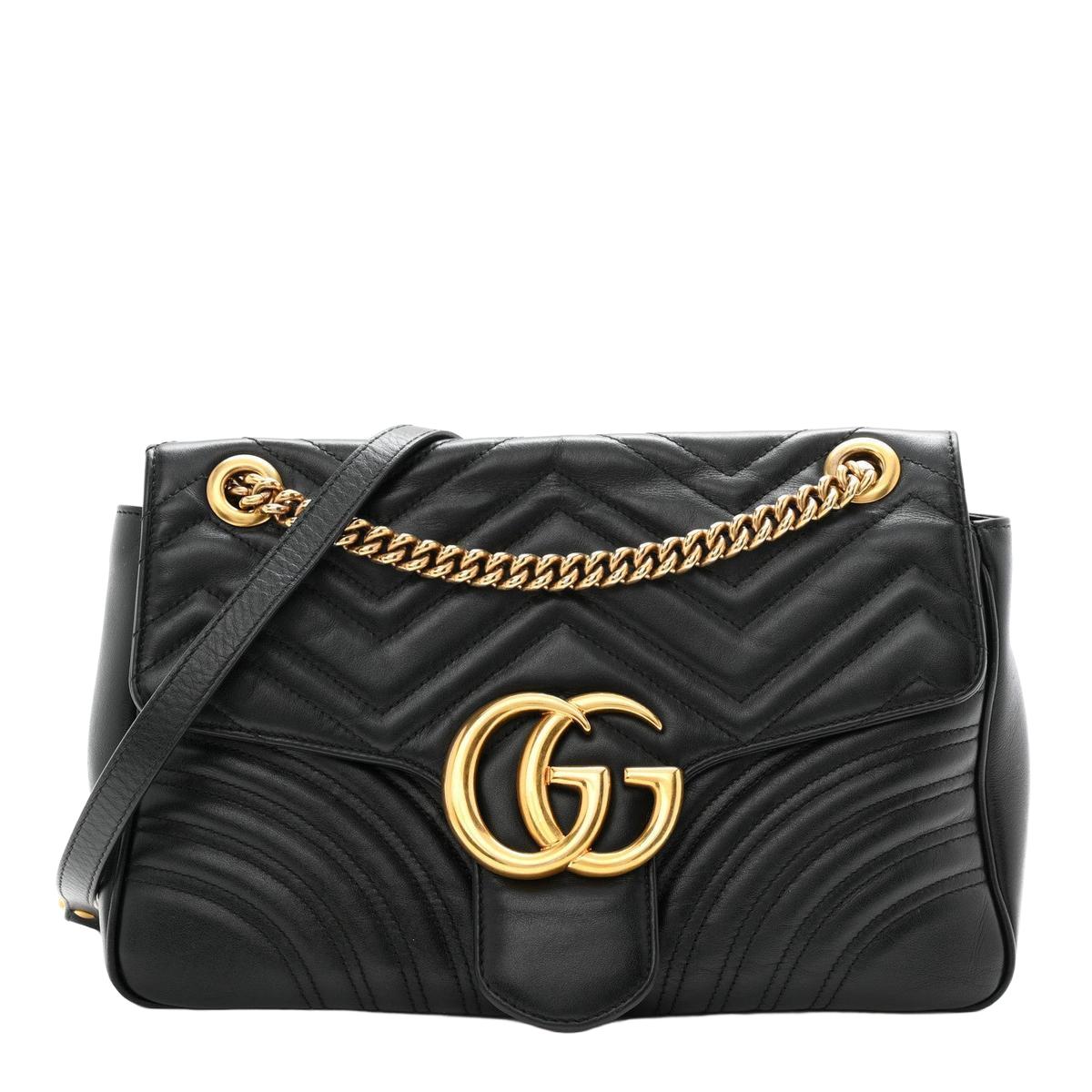 Gucci GG Marmont Matelasse Medium Bag black 3/4 view