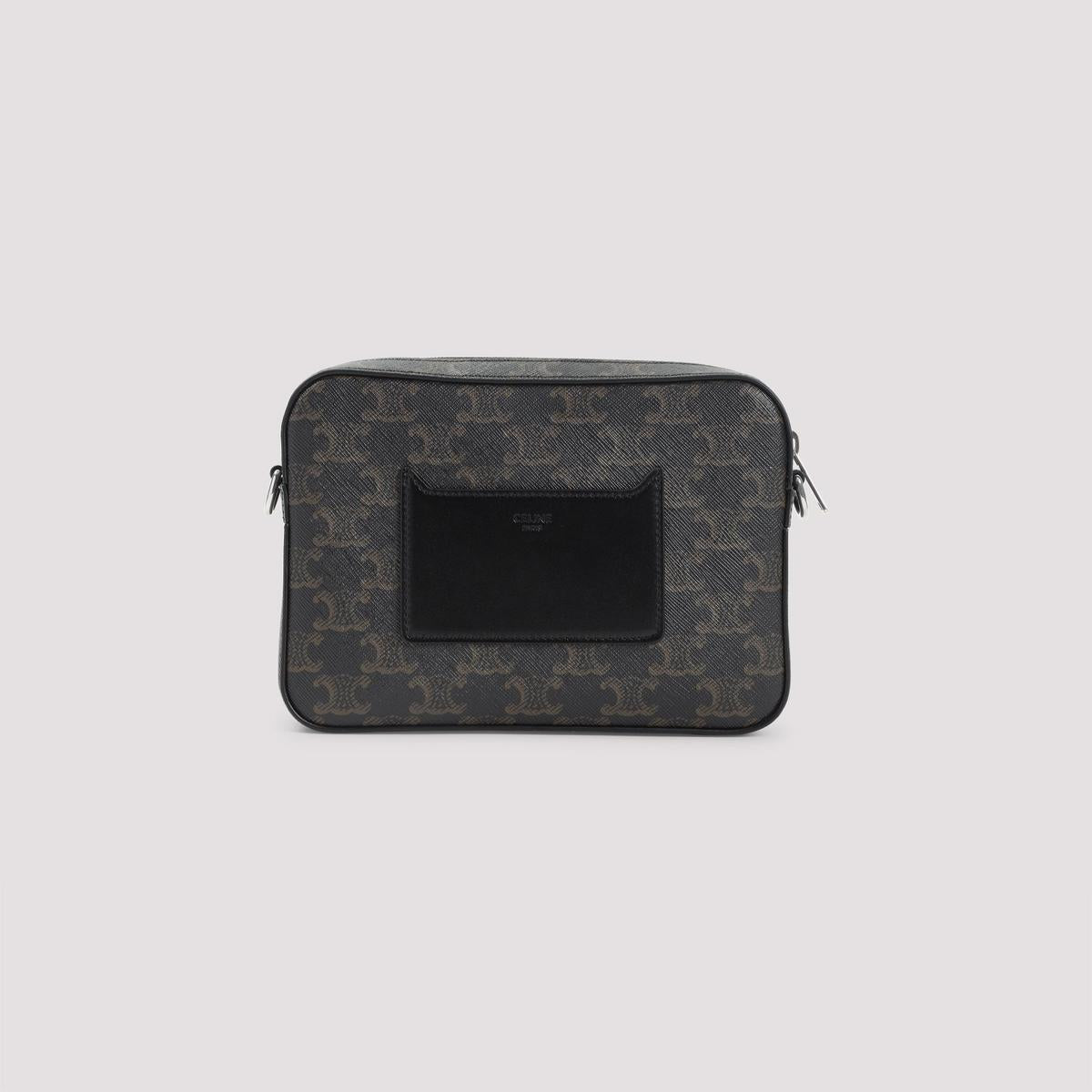 Back view — Celine Triomphe canvas messenger bag with black leather card pocket