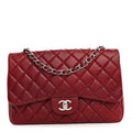 Chanel Caviar Quilted Jumbo Single Flap Dark Red