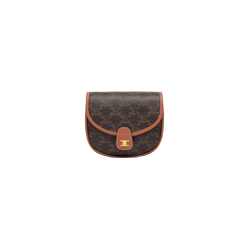 Celine Besace Cuir Triomphe in Triomphe Canvas and Calfskin Tan - side view