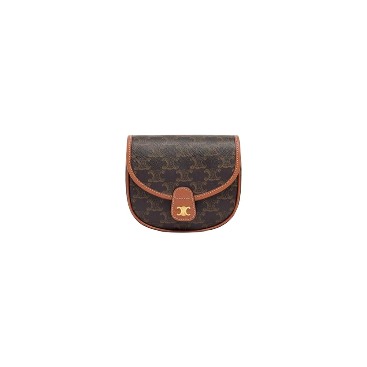 Celine Besace Cuir Triomphe in Triomphe Canvas and Calfskin Tan - side view