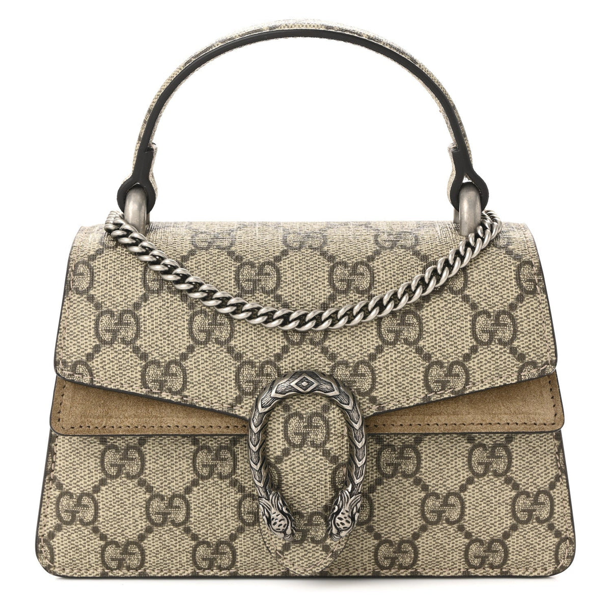 Gucci GG Supreme Monogram Mini Dionysus Top Handle Bag Taupe