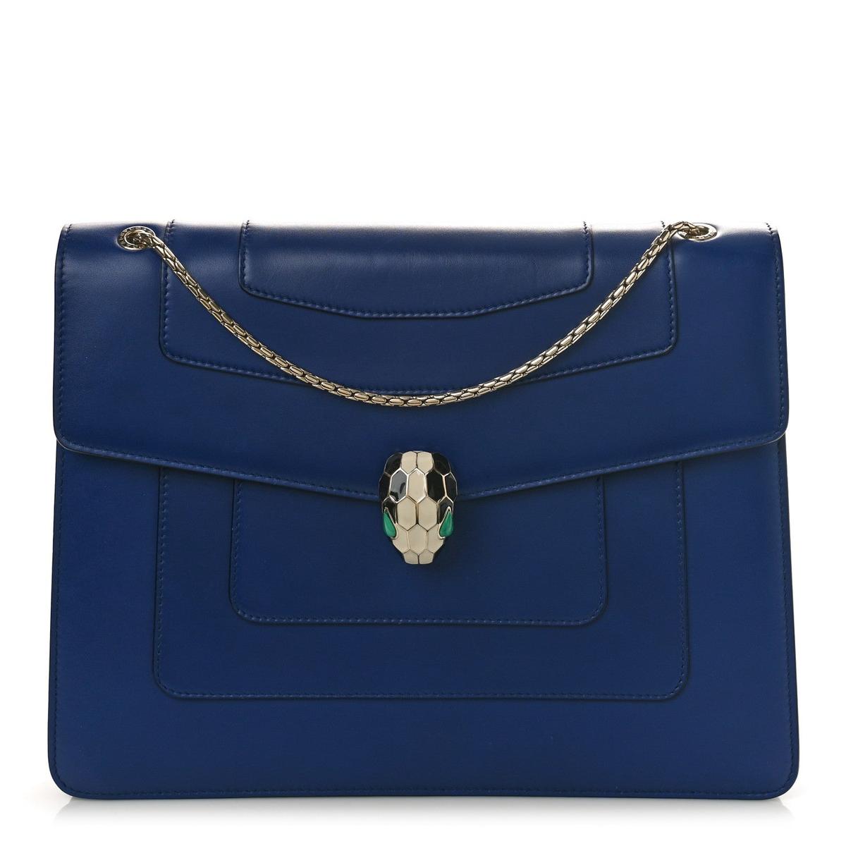 BVLGARI SERPENTI FOREVER SHOULDER BAG IN NAVY CALFSKIN