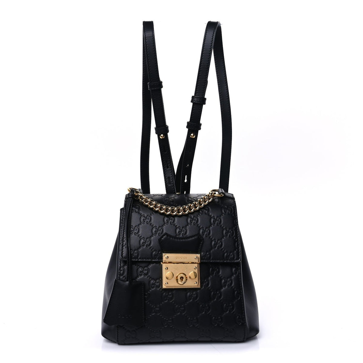 Guccissima Signature Padlock Backpack Black