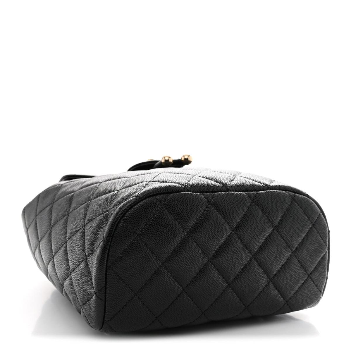 Chanel Urban Spirit Backpack Black Caviar Leather — top-down angled view
