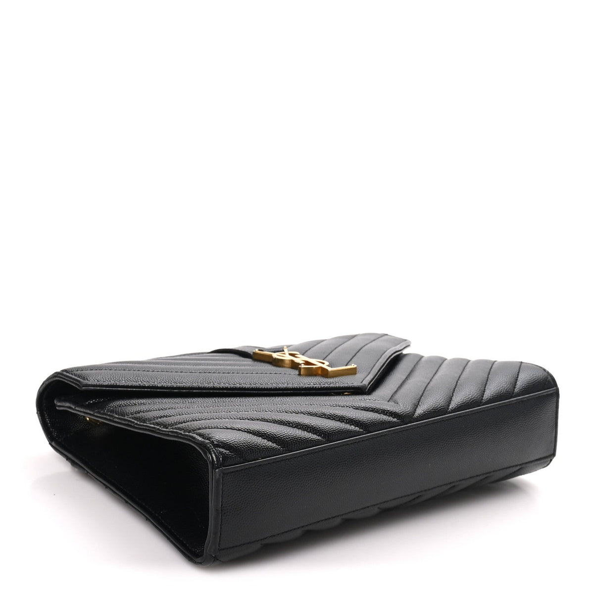 Saint Laurent Grain De Poudre Matelasse Chevron Medium Monogram Satchel Black