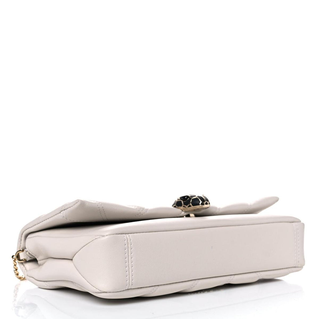 BVLGARI SERPENTI CABOCHON SMALL SHOULDER BAG IN WHITE MATELASSE CALFSKIN