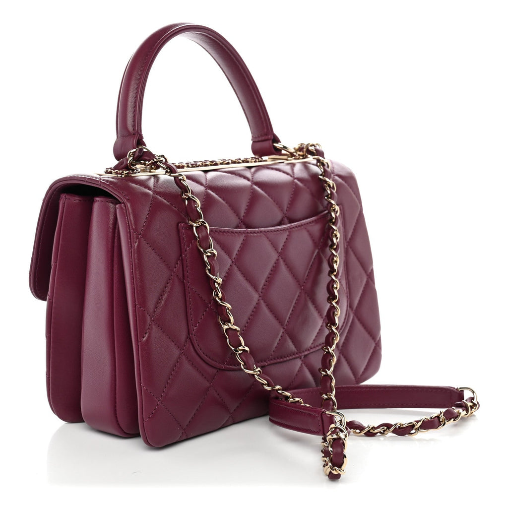 Chanel Lambskin Quilted Small Trendy Chain CC Dual Handle Flap Bag Purple