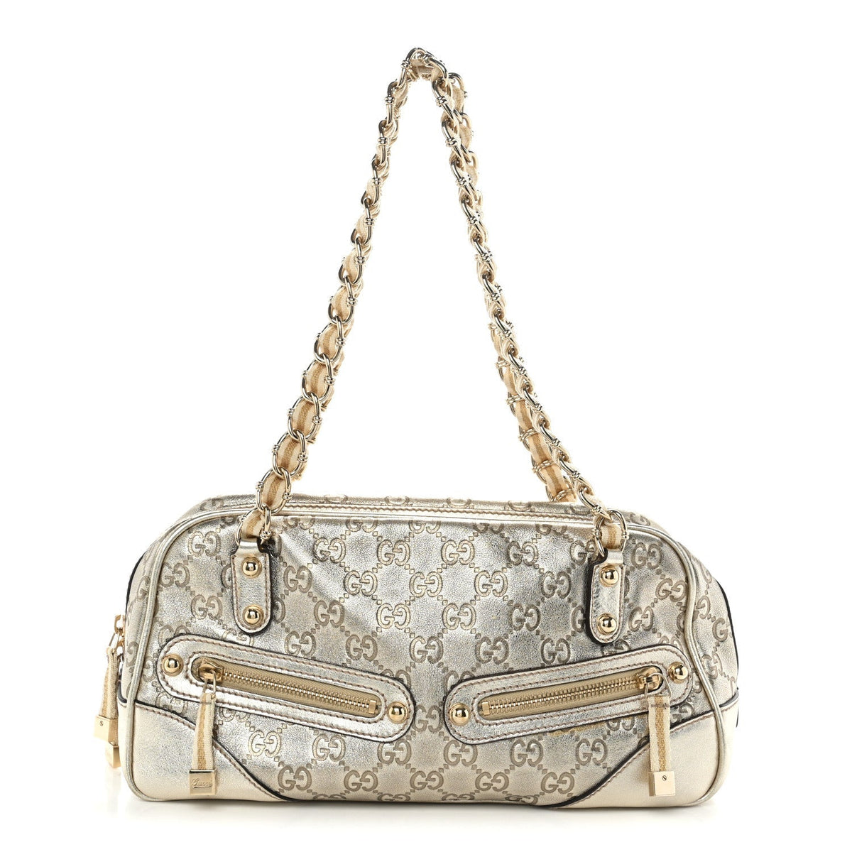 Gucci Guccissima Small Capri Satchel Metallic Gold