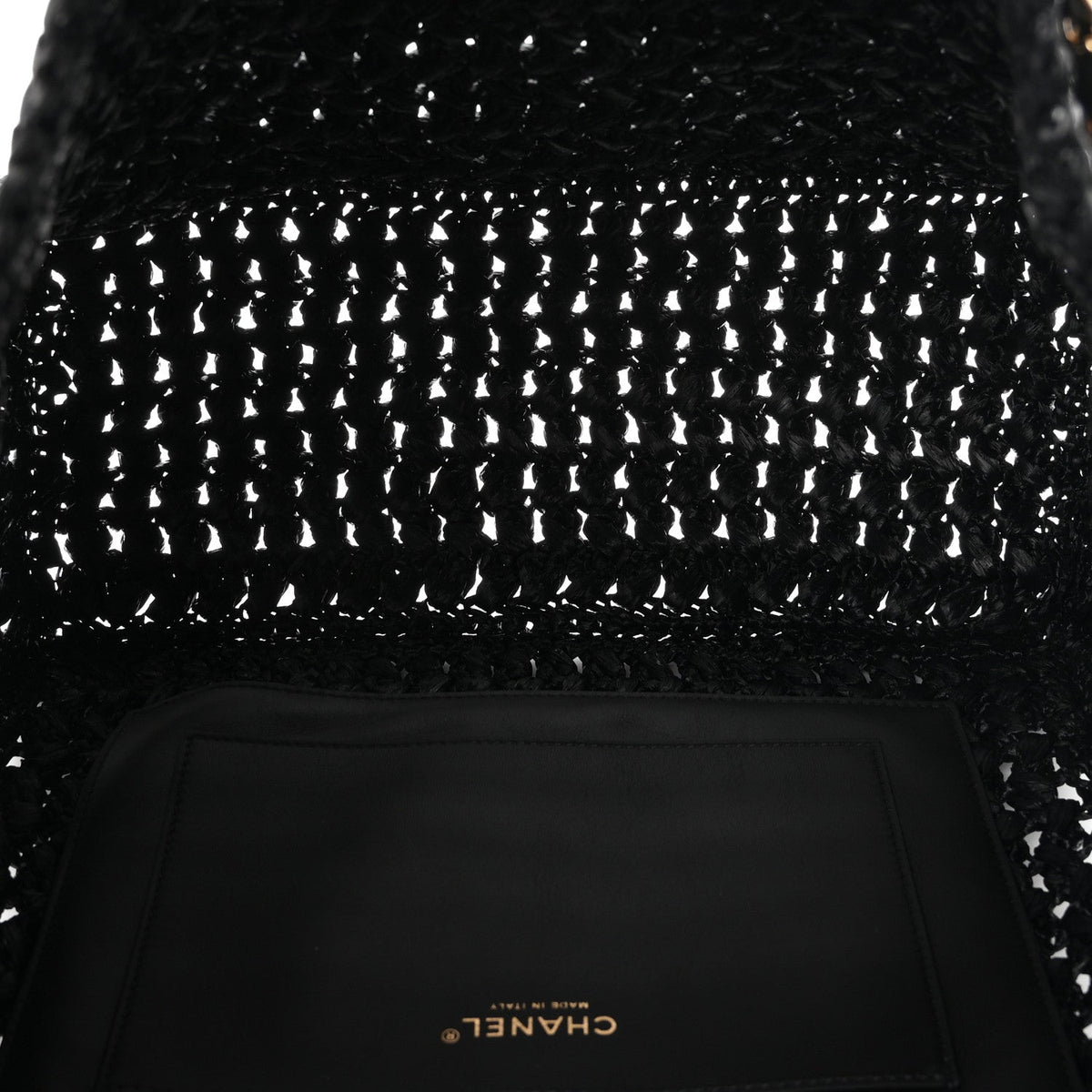 Chanel Raffia Effect Calfskin Coco Beach Shopping Tote Black