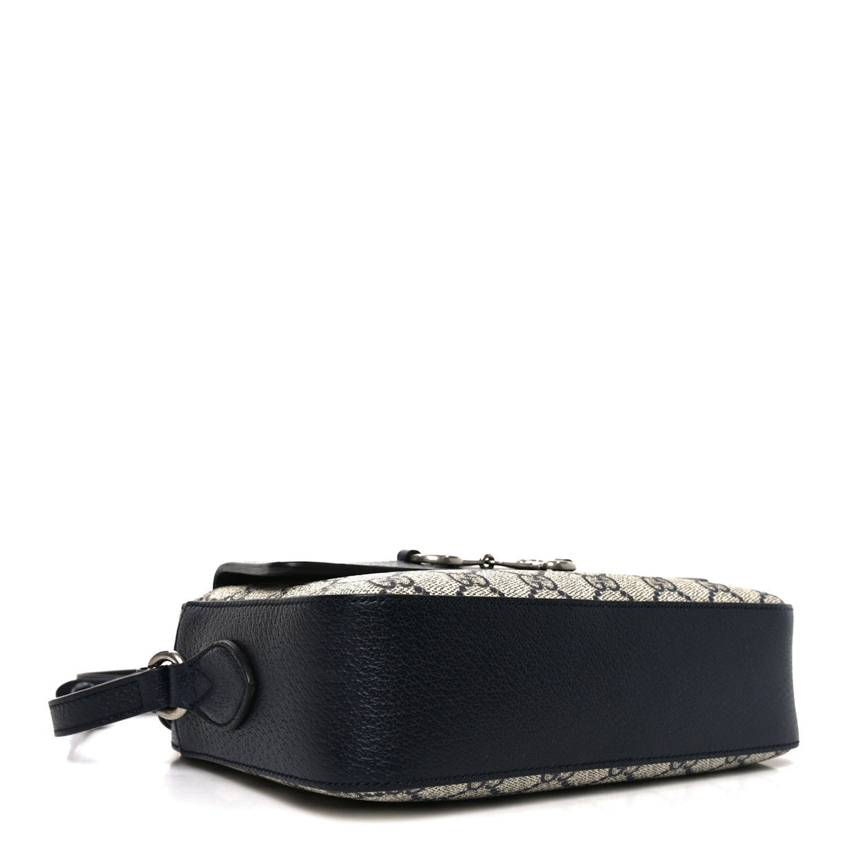 Gucci GG Supreme Monogram Textured Dollar Calfskin Small Horsebit 1955 Shoulder Bag Beige Blue