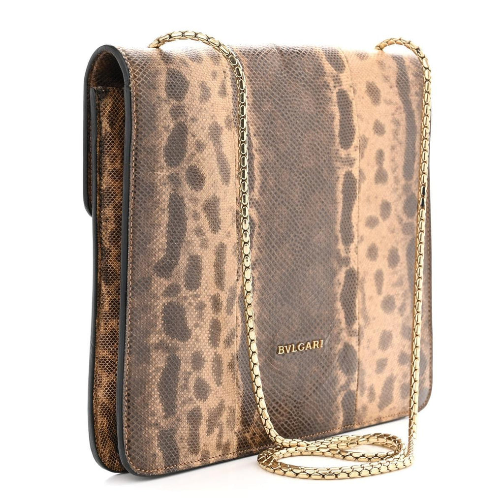 BVLGARI SERPENTI FOREVER MEDIUM SHOULDER BAG IN BEIGE AND BROWN KARUNG