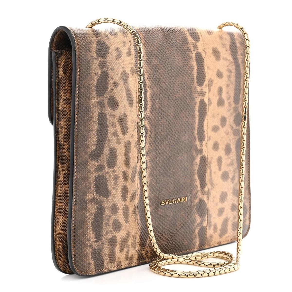 BVLGARI SERPENTI FOREVER MEDIUM SHOULDER BAG IN BEIGE AND BROWN KARUNG