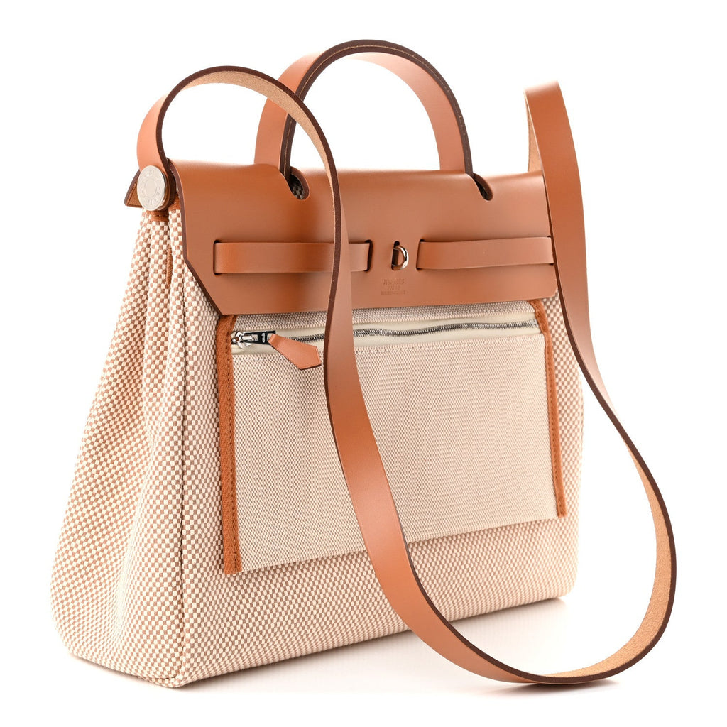 Hermès Vache Hunter Criss Viking Herbag Zip Retourne 31 PM Ecru Beige Naturel