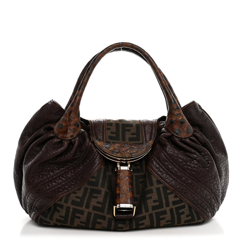 Fendi Zucca Nappa Nuvolata Vitello Tortuga Spy Tobacco Moro