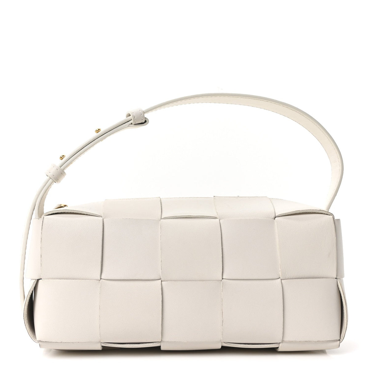Bottega Veneta Lambskin Maxi Intrecciato Small Brick Cassette Bag White