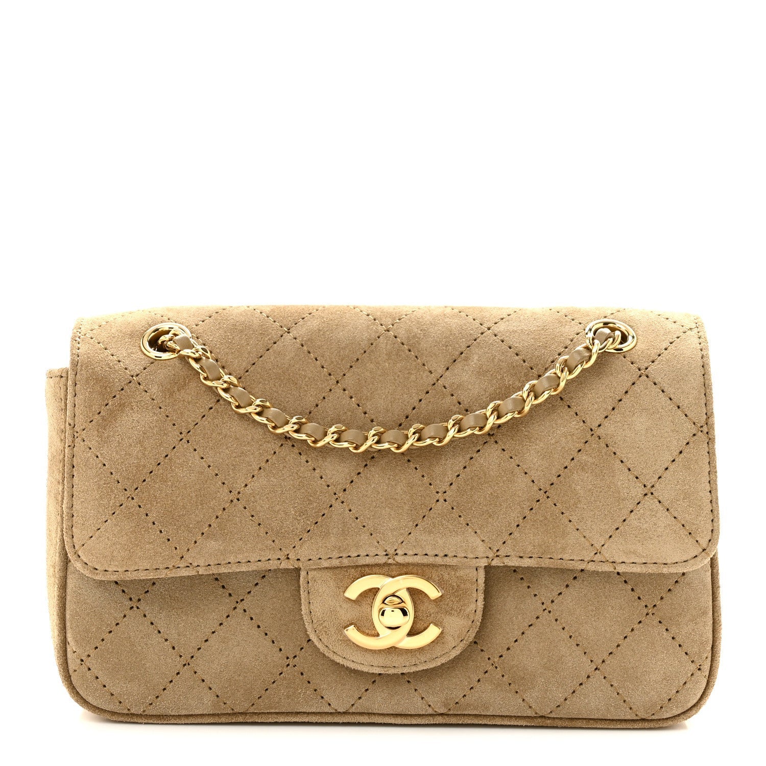 Chanel Suede Calfskin Mini Souplissimo Flap Dark Beige